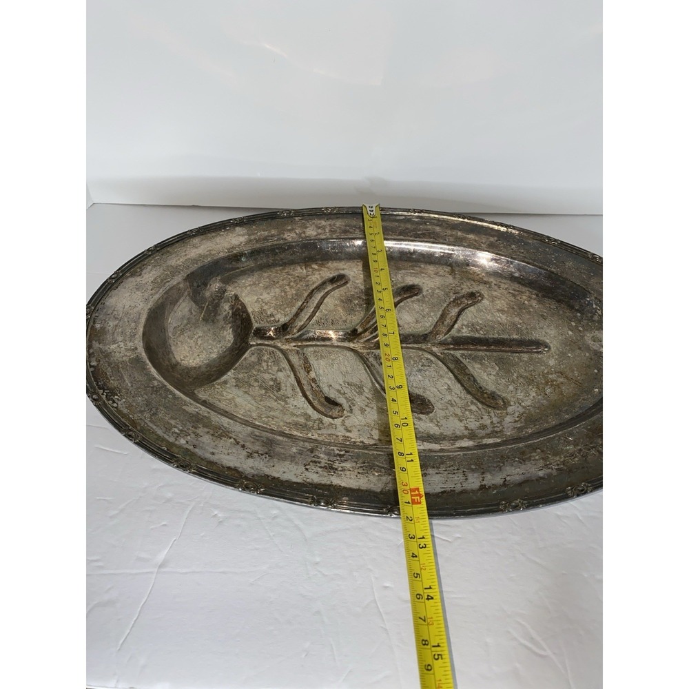 Vintage Silver Plates Leaf Shaped Tray Platter Hallmark UJEP H206 - 18"X12.5"‎ - Picture 3 of 8